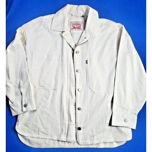 Levi's Women's Original Utility Cream Button Zip Up Jean Denim Trucker Jacket  M - Picture 1 of 16